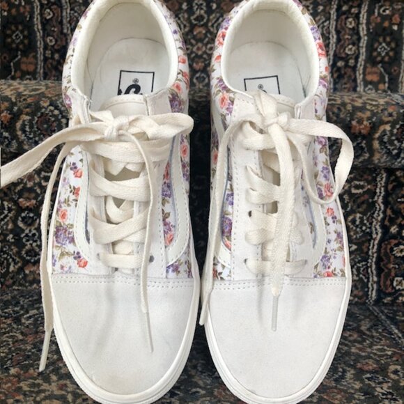 VANS Old Skool Vintage Floral Sidestripe Shoes / Sneakers Canvas / Suede, Size 7 - Picture 6 of 11